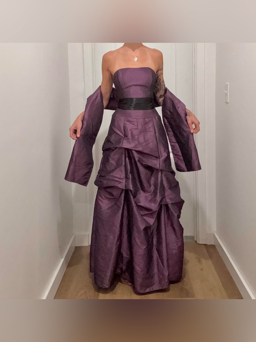 Vintage Gothic Purple Corset Gown with black bow